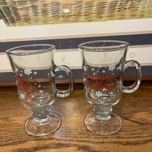 Festive Glass Mugs with Snowflake Design